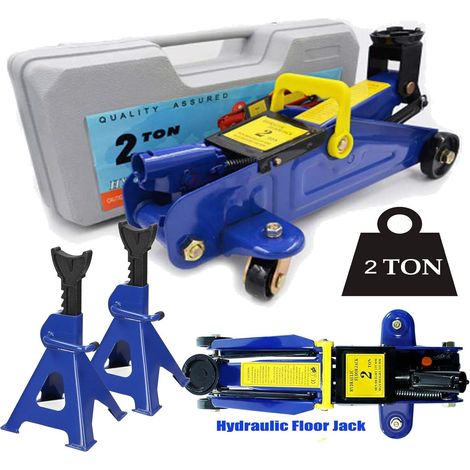 2T 4000lbs Floor Jack Car Trolley Jack Hydraulic Jack Quick Lift Jack Heavy Duty Portable Stable with Storage Case with 2pcs Axle Stands 3 Ton (1/5)
