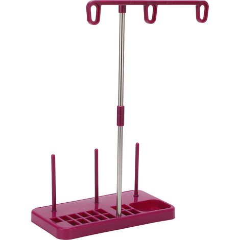 Support de fil pour machine à coudre violet, amovible, en plastique et acier inoxydable. (1/5)