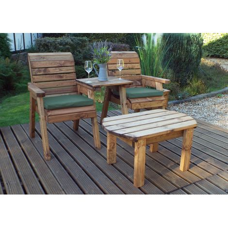 Twin Companion Dining Set Straight with Cushions - W160 x D170 x H98 - Fully Assembled - Green