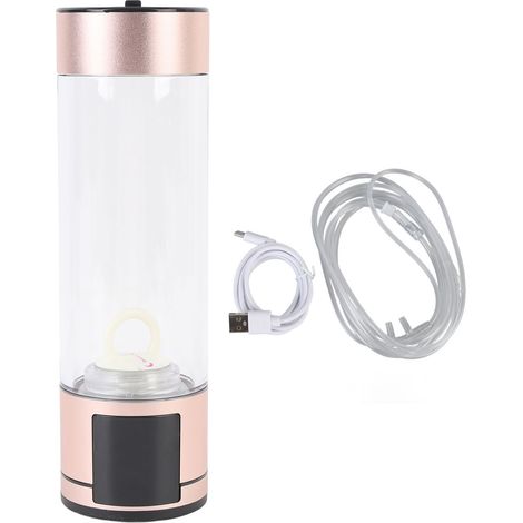 Bouteille d'eau hydrogénée 400 ml, 2 modes, USB-C 5 V, ioniseur d'eau portable scellé pour usage quotidien, couleur or (1/5)