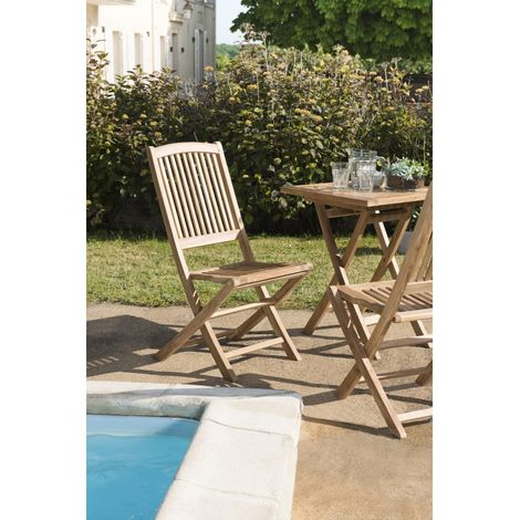 FUN - Ensemble de 2 chaises de jardin Lombock en bois Teck (1/5)
