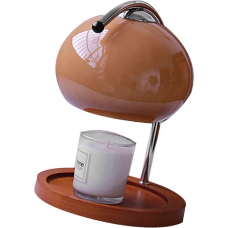 Lampe de fonte de cire parfumée rétro en bois, plateau de rangement en verre, lampe chauffante pour bougie, lampe d'ambiance de chevet pour chambre, 220V UE (1/5)