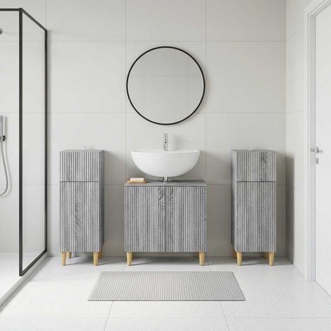 vidaXL 3 Piece Bathroom Cabinet Set ARNHEM Grey Sonoma Engineered Wood (1/5)