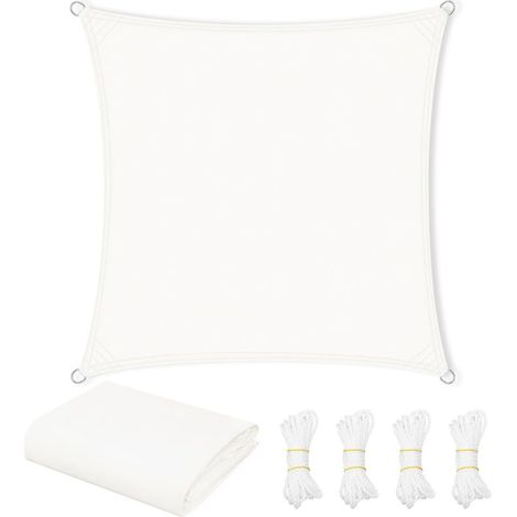 ACKERMAN Voile d'ombrage imperméable 4x4 m en polyester PES 200 g/m², protection solaire et anti-UV, beige (1/5)