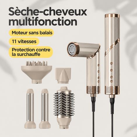 Brosse soufflante 5 en 1 sèche-cheveux lisseur boucleur pliable 1400W prise britannique (UK) 220-240V 36,4 × 27,4 × 10 cm 1,85 kg – Livraison gratuite