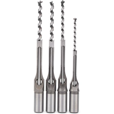 Lot de 4 forets à bois carrés 6‑10mm, mèches en acier à roulement pour perçage de précision, accessoires de menuiserie (1/5)