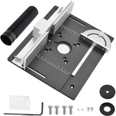 Set de 3 Plaque D'insertion de Table de Fraisage en Aluminium, Découpe Gravure Outil Auxiliaire avec Ensemble de Guide de Jauge D'onglet pour Bancs de Travail du Bois (Alliage d'aluminium) (Noir) (1/5)