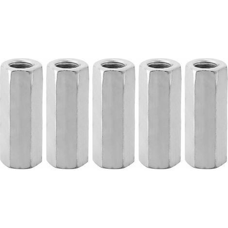 5Pcs Écrou Manchon Acier Carbone M12, Manchon Hexagonal M12 50, Ecrou Long M12 de Connecteur Tige Filetée M12 de Douille Écrou Fixations Filetées (M1250-15mm) (1/5)