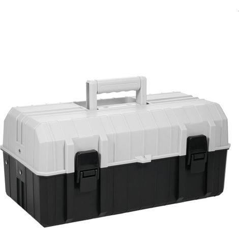 Boîte à outils de rangement en plastique, boîte à outils portable à 3 couches, organisateur de multiplication de loisirs ou d'artisanat pour outils domestiques, clous et épingles, noir-gris (1/5)