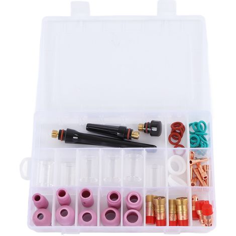 Kit di 36 pezzi con lente, collare e coppa in vetro per torcia di saldatura TIG WP-17/18/26, comodo da usare e facile da installare.