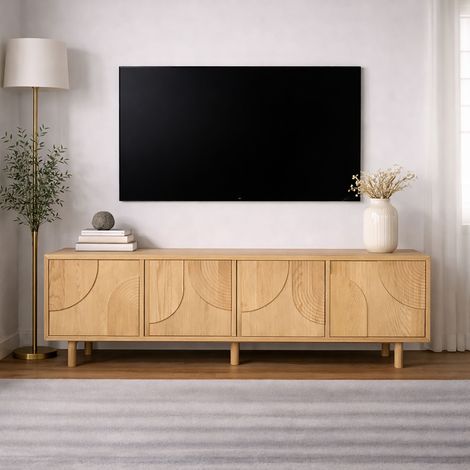 Meuble TV 4 portes 180x45x55 cm en chêne naturel (1/5)