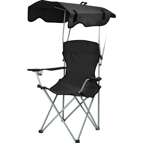 Faltender Campingstuhl, Leichtgewicht, Sonnenschutz, schwarz (1/2)