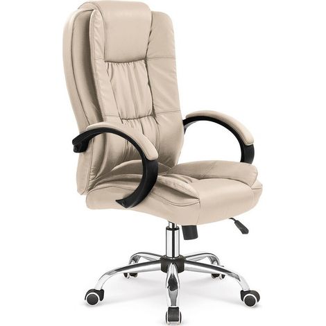 Silla de oficina Houston 243, Beige, 110x64x75cm, Con ruedas, Con reposabrazos, Mecanismo de la silla: Inclinación