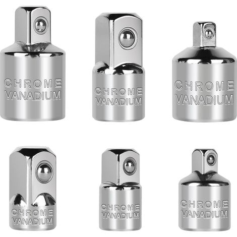 6-teiliges Ratschen-Steckschlüssel-Adapterset, Steckschlüssel-Reduzieradapterset, 1/4" auf 3/8", 3/8" auf 1/4", 3/8" auf 1/2", 1/2" auf 3/8", 1/2" auf 1/4", 1/4" auf 1/2", für Steckschlüssel und Bits (1/5)