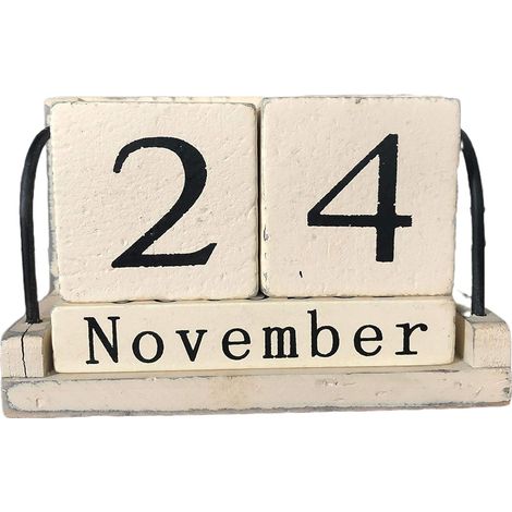 Calendrier Perpétuel - En Bois Naturel - Affichage Mois et Date - Décoration Bureau et Maison - 1 Pièce (1/5)
