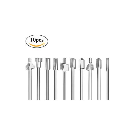 Lot de 10 fraises à bois HSS pour toupie – Profilage et rainurage de chant – Tige 8 mm pour défonceuse et menuiserie créative (1/4)