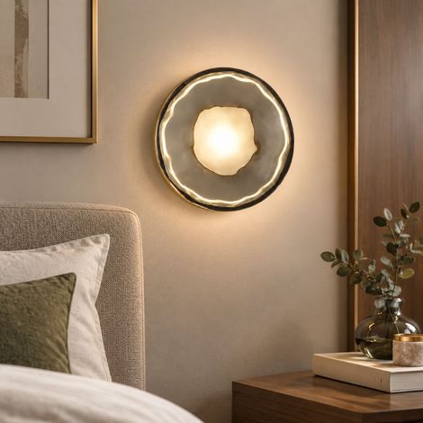 Applique da parete in vetro grigio fumé in stile scandinavo, illuminazione decorativa calda per camera da letto, corridoio, hotel (1/4)