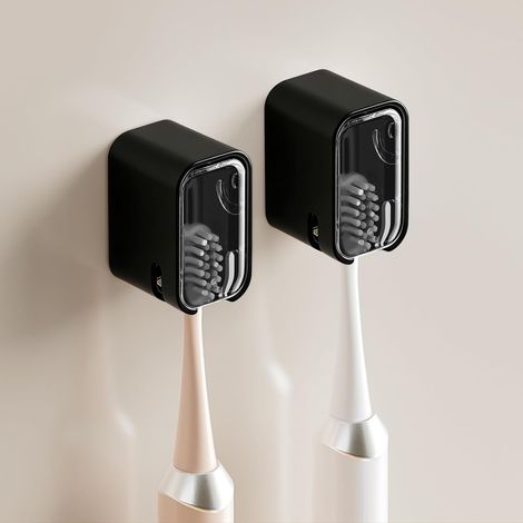 Lot de 2 Porte-brosse à dents, Support mural auto-adhésif, Organisateur étanche ABS, Pour salle de bain et voyage (1/5)