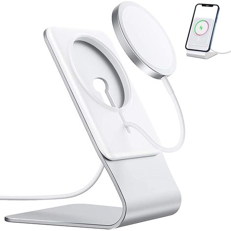 Support pour MagSafe, Aluminium Support de Bureau, Compatible avec MagSafe pour iPhone 16/15/14/13/12 Pro/Pro Max/Plus (Chargeur Non Inclus) (1/5)