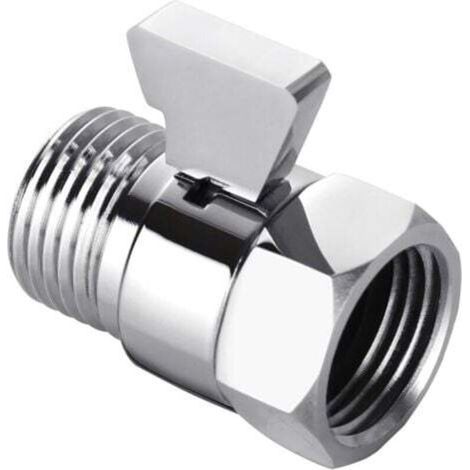 (Chrom) Wasserdurchflussregler, Absperrventil aus gebürstetem Nickel für Handbrause, einstellbares Absperrventil für Wasserdruck, Standard-Messing-G1/2-Anschluss