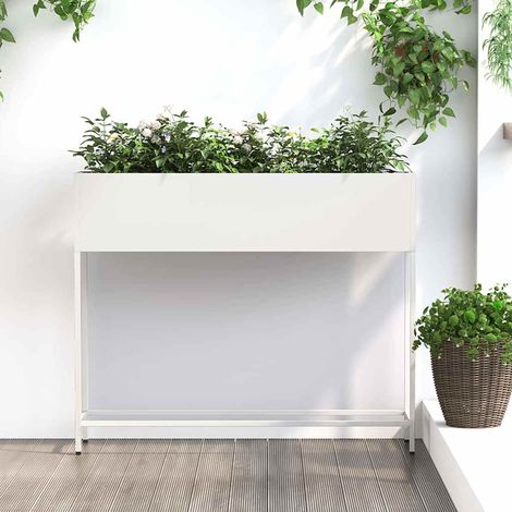 Hochbeet Gartenpflanzer Weiß 100 x 26 x 82 cm Stahl (1/5)