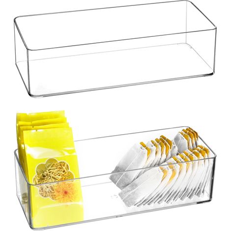 Boîte de rangement de sachets de thé en acrylique, 2 pièces, organisateur de sachets de thé pour sachets de thé, sachets de café, dosettes de café, édulcorants, sucre et plus encore (1/5)