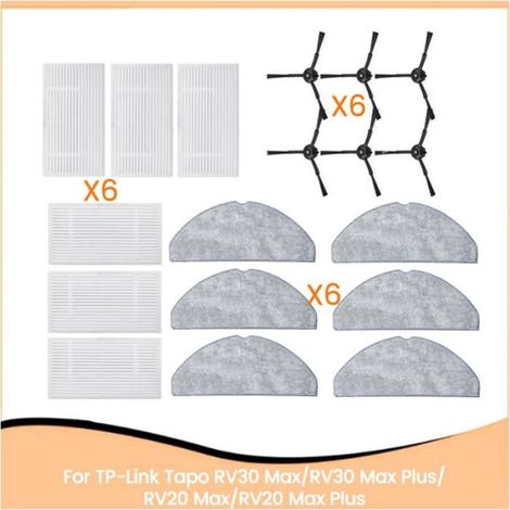 Kit Accessoires Aspirateur Robot - Filtre HEPA - Brosse Latérale - Chiffon Nettoyage - Compatible Tapo RV20 Max RV20 Max Plus RV30 Max RV30 Max Plus - 18 Pièces (1/5)