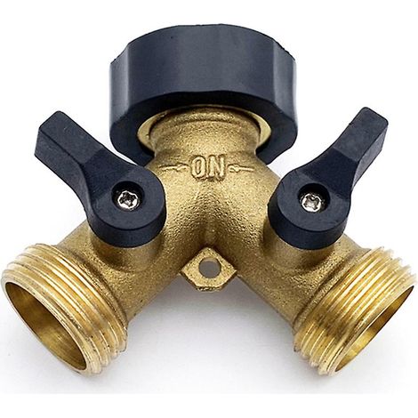 Robinet double pour machine à laver, distributeur en Y à 2 voies, adaptateur pour tuyau d'arrosage en laiton 3/4" et 1/2", connecteur en Y (1/5)