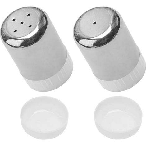 Confezione da 2 barattoli per spezie in acciaio inox, flaconi per condimenti in polvere da cucina - argento (1/5)