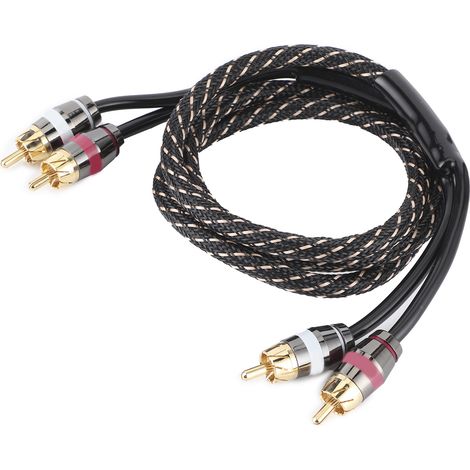 Câble séparateur audio RCA 1m/3,3ft, ligne sonore auto, transmission signal cuivre pur, pour lecteur DVD, CD, TV, stéréo, haut-parleur, connectique hi-fi, blindée, performance optimale. (1/5)