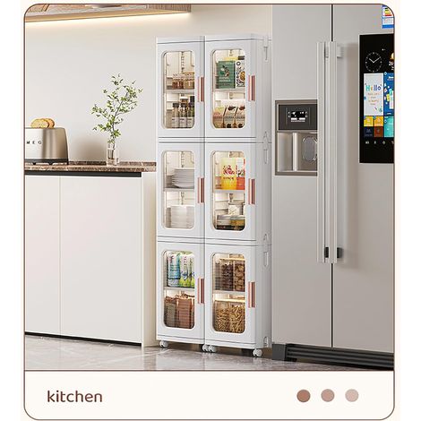 Küchenschrank, Schmale Kommode 3 Schubladen Schrank Badregal Multifunktionswagen mit 4 Einzelrollen Weiß 24,5×28,5×126cm Geeignet für Schlafzimmer, Arbeitszimmer, Badezimmer (1/5)