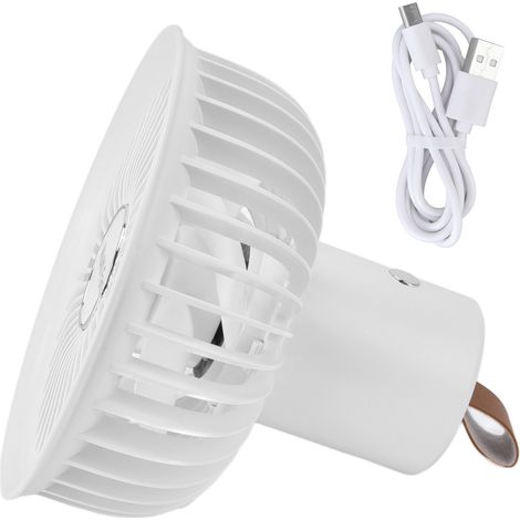 Ventilateur portable USB rechargeable multifonction blanc, suspendu extérieur sans fil à batterie pour maison bureau étude camping (1/5)