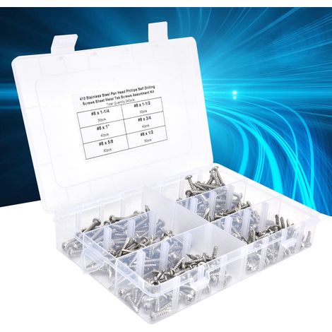 240 vis autoperceuses à tête cylindrique Phillips n° 8 en acier inoxydable 410 (en boîte) (1/5)