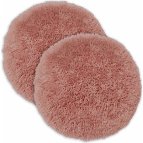 Housse de coussin 2 pcs HEERLEN Rose Ø 40 cm Fleece PV vidaXL