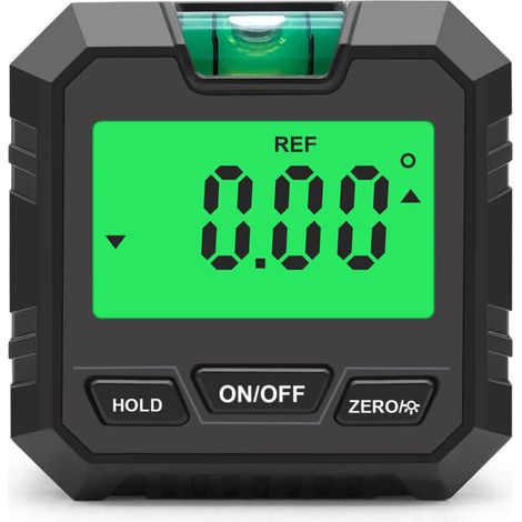 Mini digital inclinometer protractor/inclinometer/level 3 in 1 angle detector/bevel gauge 90° gauge digital level box for measuring range 4 x 90 degrees, Black, with batteries (1/5)