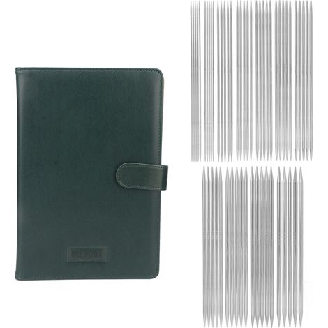 Kit de tricot avec 55 aiguilles à tricoter double pointe en acier inoxydable, outils pour tricot à la main et pochette de rangement. (1/5)