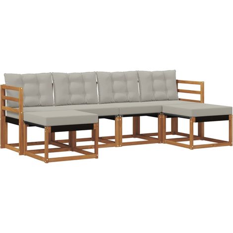 Conjunto de sofás de exterior 6 pcs Gris Natural y Claro vidaXL (1/5)