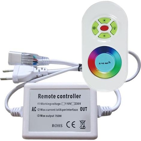 Controlador con su mando a distancia de radio para el neón flexible RGB 220V