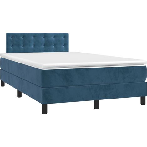 vidaXL Sommier à lattes de lit et matelas Bleu foncé 120x200cm Velours
