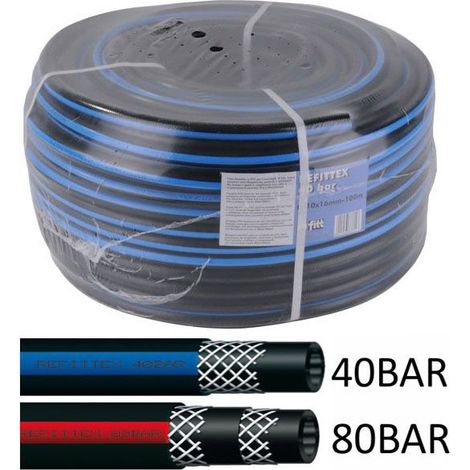 Bradas RH80101850 Tubo tecnico ad alta pressione 80 BAR 3 strati PVC rinforzato con rete poliestere diametro interno 10 mm diametro esterno 18 mm lunghezza 50 m colore Nero (1/4)