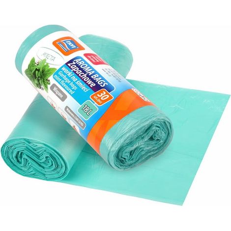 Sacchi per la spazzatura profumati, 18 L, 30 pezzi, menta, per cestini da bagno (1/2)