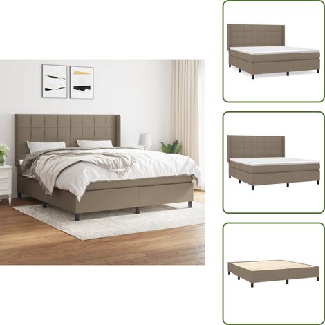 The Living Store Giroletto a Molle con Materasso Tortora 180x200 cm in Tessuto - Materasso a molle