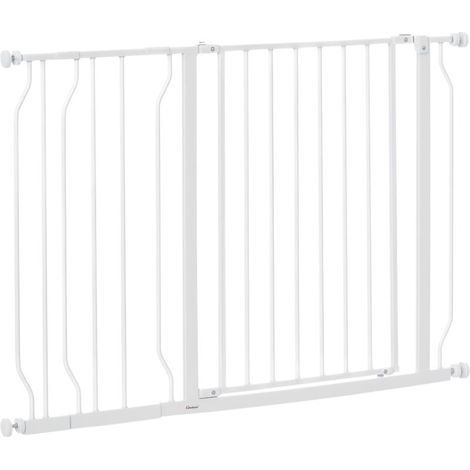 Barrière de sécurité barrière pour animal domestique longueur réglable dim. 75-115L x 76H cm blanc (1/5)