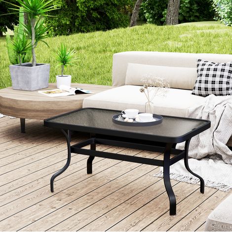 tavolo soggiorno 95x55 da esterno vetro nero OKMYHOME (1/5)