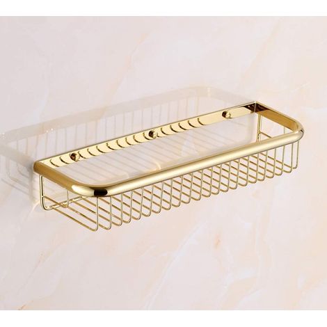 Étagère de douche en laiton de 45 cm avec vis d'installation dissimulées, étagère murale de salle de bain inoxydable, porte-panier de rangement de cuisine (1/5)