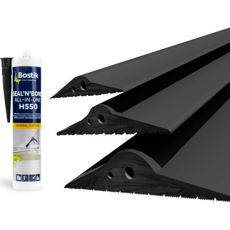DQ-PP Junta para Puerta de Garaje 1,5m - 21x115mm - Incluye Adhesivo de Montaje - Goma EPDM Negro de Alta Resistencia - Umbral de Suelo Impermeable y Resistente a Rayos UV - Universal para Garajes y T (1/5)