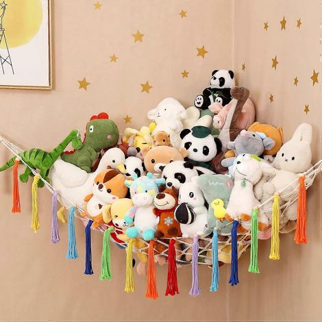 Filiyano – Organisateur mural en macramé – 188 x 145 x 145 cm, Hamac de rangement pour peluches, peut contenir jusqu'à 80 peluches, Hamac XL pour ours (1/5)