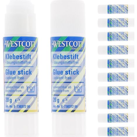 Lot de 12 bâtons de colle de bricolage 20 g avec bande adhésive transparente de 2 cm, colle forte et durable, sans solvant, lavable à 30°C (1/5)