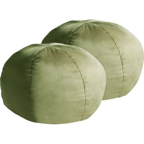 Set of 2 Decorative Cushions Olive Green Velvet Solid Pattern 33 x 33 cm Boho Décor Accessories Bedroom Living Room SALVIA (1/5)