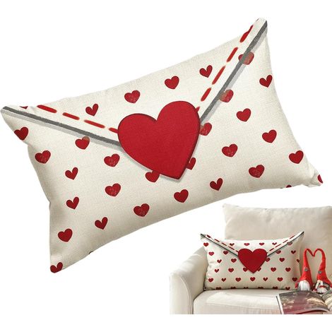 Housse de Coussin Taies de Coussin Douces et Confortables Housses de Coussin Décoratif à Cœurs Rouge et Blanc pour Maison Chambre Canapé Salon Saisons Fêtes et Hiver (1/5)